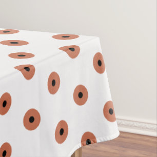 Terra Cotta Black Polka Dots Tablecloth