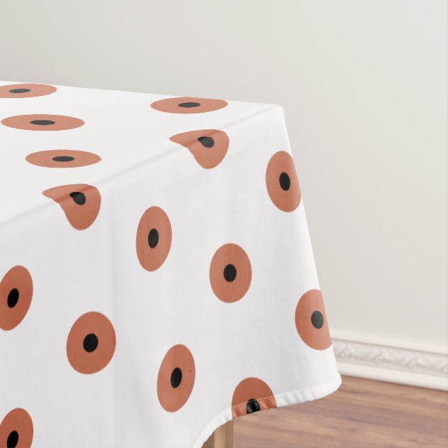 Terra Cotta Black Polka Dots Tablecloth (In Situ)