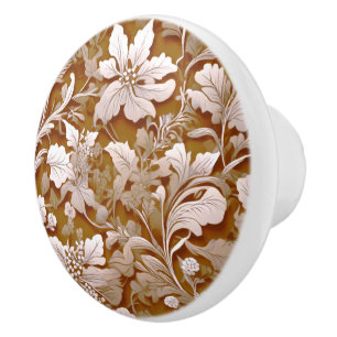 Terra cotta Burnt Orange Modern botanical Boho Ceramic Knob