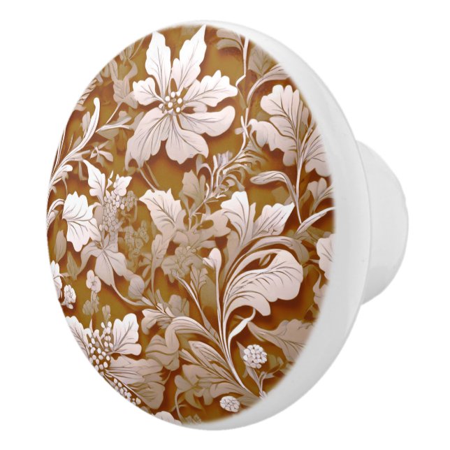 Terra cotta Burnt Orange Modern botanical Boho Ceramic Knob (Right)