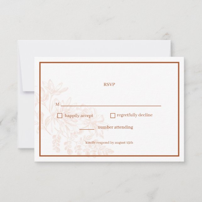 Terra Cotta Floral Simple Mariage Carte RSVP (Devant)