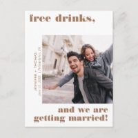 Terra Cotta Funny Free Drinks Photo Save the Date