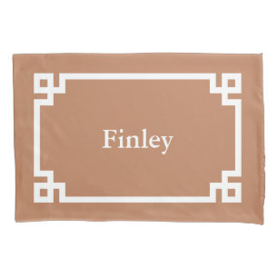 Terra Cotta Greek Key Monogram Standard Pillowcase