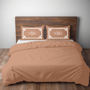 Terra Cotta Greek Key Monogram Standard Pillowcase