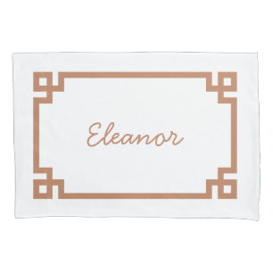 Terra Cotta Greek Key Monogram Standard Pillowcase
