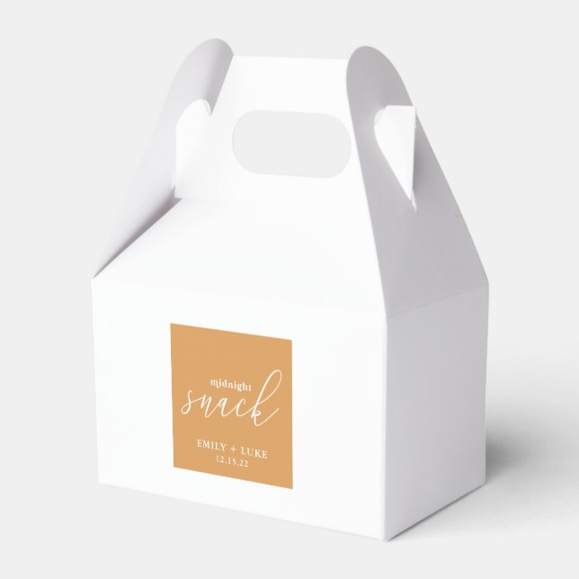 Terra Cotta Midnight Snack Custom Wedding Gable  Favor Box (Front Side)