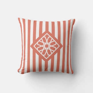 Terra Cotta Moroccan Zellige Flower Symbol Throw Pillow