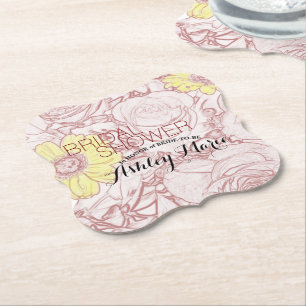 Terra Cotta Outlined Bouquet Paper Coaster