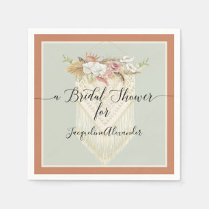 Terra Cotta Pampas Grass Floral Greenery Bridal Napkin