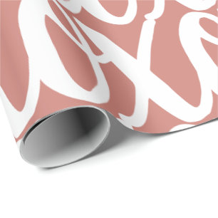Terra Cotta Pink White Pattern Wrapping Paper