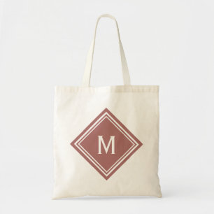 Terra Cotta Red Diamond Monogram Tote Bag