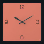 Terra Cotta Red E2725B Colour Add Your Name Option Square Wall Clock<br><div class="desc">Add a name, initials or some text, or keep the colour alone. Colour coordinates with other items in the store based on the name and the HEX code (six-digit hex triplet) shown. Use this code to mix, match and customize any other item to go with this, or to add to...</div>