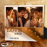 Terra Cotta Retro Boho Photo Wedding Plaque<br><div class="desc">Photo plaque featuring a retro boho design in terra cotta with 3 of your custom photos. The LOVE text is a stylized addition the design. A beautiful keepsake for an engagement, wedding or anniversary.</div>