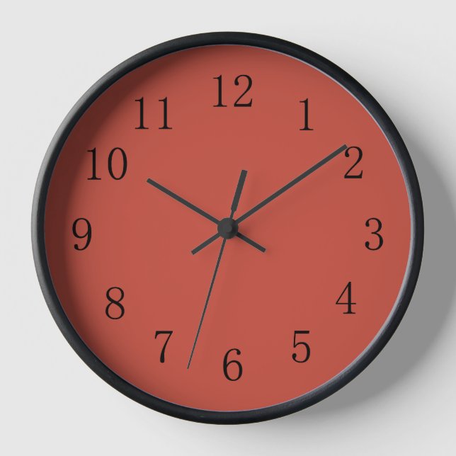 Terra Cotta Rouge Terre Tone Cuisine Mur Horloge (Recto)