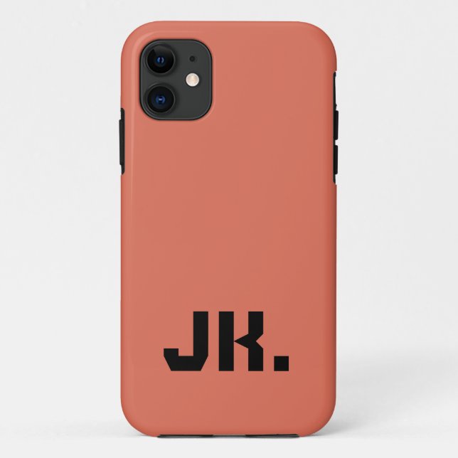 Terra Cotta Solid Colour | Minimal Initial  Case-Mate iPhone Case (Back)