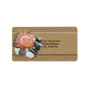 Terra Cotta Sun On Sand And Rocks Label