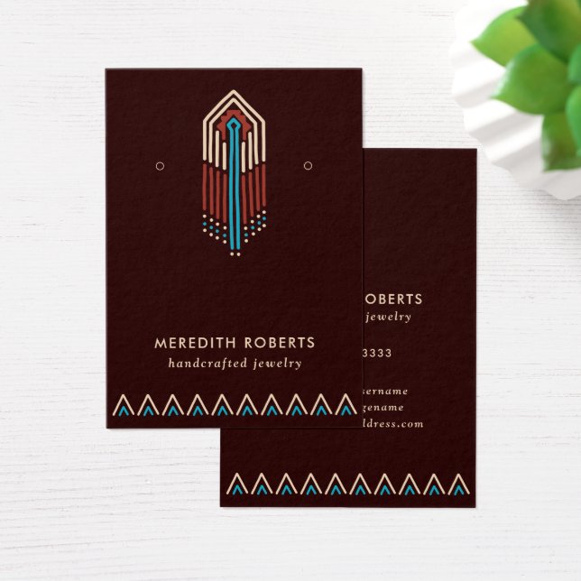 Terra Cotta Turquoise Tribal Earring Display Card (Desk)