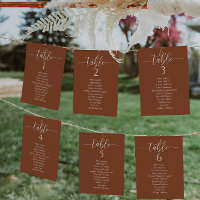Terra Cotta Wedding Table Seating Chart Card