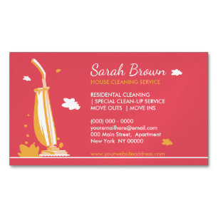 Terra Girly Vacuum Cleaner House Cleaning Services Magnetic Business Card