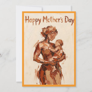 "Terra Madre — Abstract Terracotta Mother & Child Card