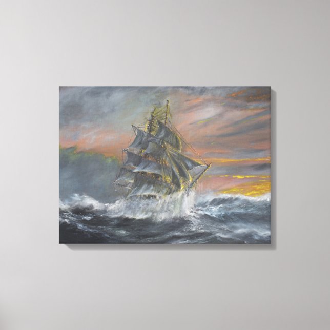Terra Nova heads into a fierce Gale Dawn Canvas Print (Front)