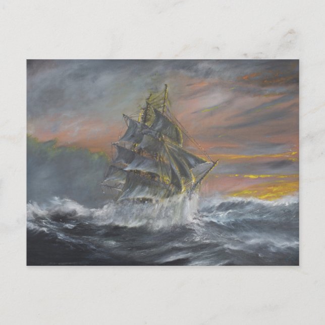 Terra Nova heads into a fierce Gale Dawn Postcard (Front)