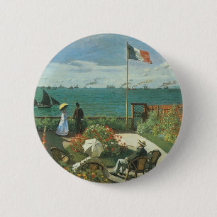 Terrace at the Seaside by Claude Monet 2 Inch Round Button