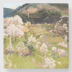 Terraced Garden in Mallorca (by Santiago Rusiñol) Stone Coaster
