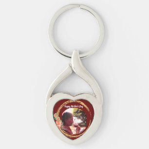 Terracota and Gold Mother's Day Custom Photo Keychain