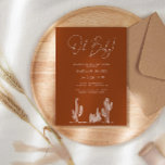 Terracota Baby Shower Cactus Line Art Desert Invitation<br><div class="desc">Modern & minimalist terracotta background and white script baby shower invitation featuring line art desert cactus drawing design.</div>