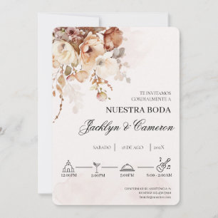 Terracota Floral Faire-part de mariage espagnol