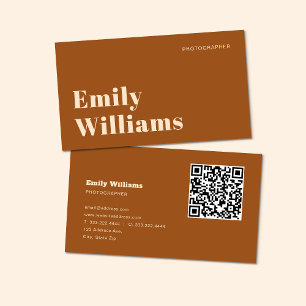 Terracota Modern Boho Minimalist QR Code Business Card