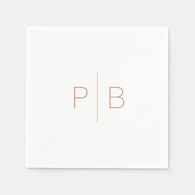 Terracota Orange Modern Elegant Monogram Wedding Napkin (Front)