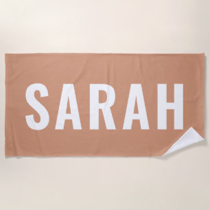 Terracota Pink Beige Retro Name Bachelorette Towel