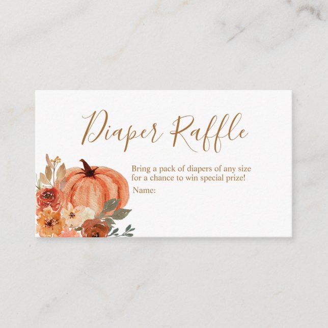 Terracota Pumpkin Boho Arch Floral Diaper Raffle Enclosure Card (Front)