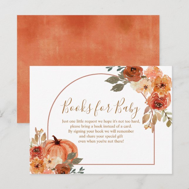 Terracota Pumpkin Rustic Floral Books for Baby Postcard (Front/Back)