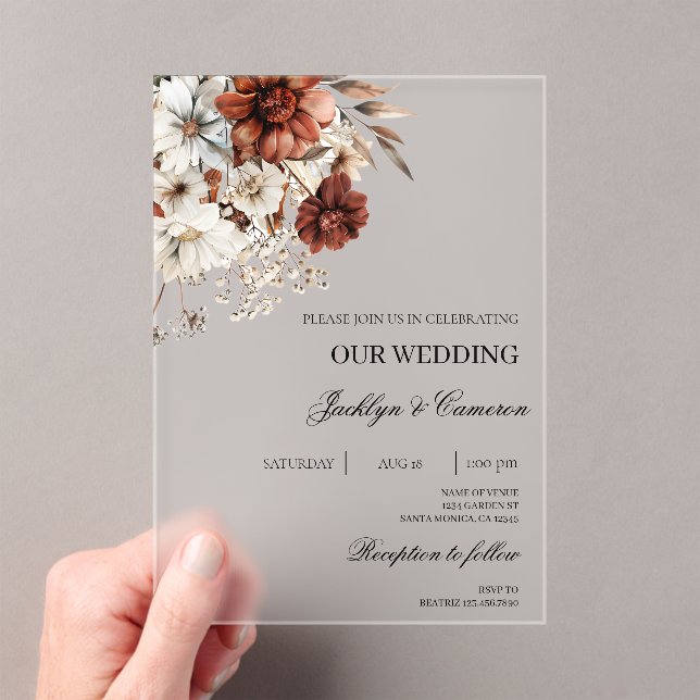 Terracota Wedding Acrylic Invitations (Insitu (Handheld))