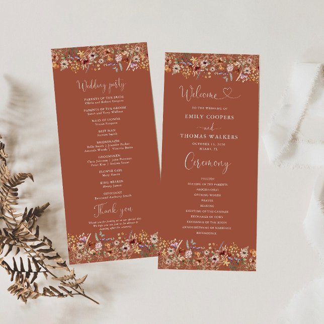 Terracott Tiny Wildflower Wedding Program (Creator Uploaded)