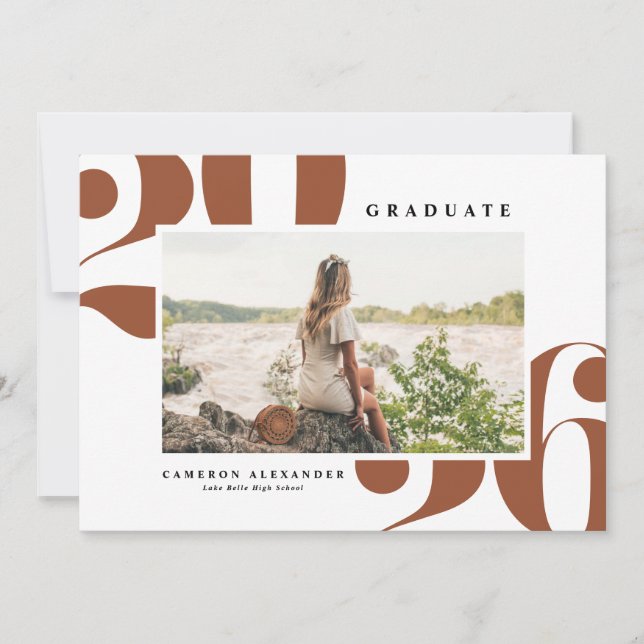 Terracotta 2025 Bold Typography Photo Graduation Announcement (Front)
