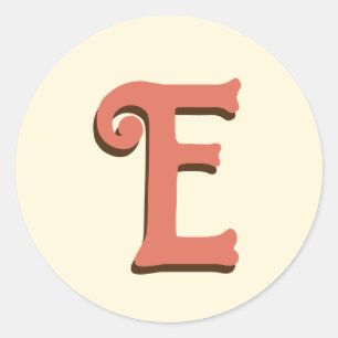 Terracotta 3D Modern Initial Letter   Ivory Cream  Classic Round Sticker