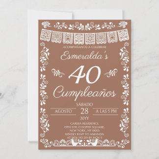 Terracotta 40 Cumpleaños Birthday Party Invitation