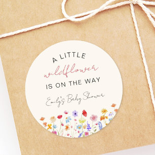 Terracotta A Little Wildflower Baby Shower Classic Round Sticker