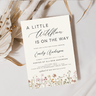 Terracotta A Little Wildflower Baby Shower Invitation