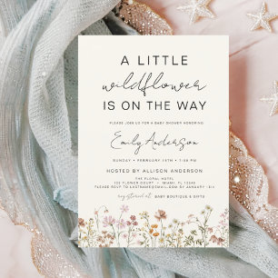Terracotta A Little Wildflower Baby Shower Invitation