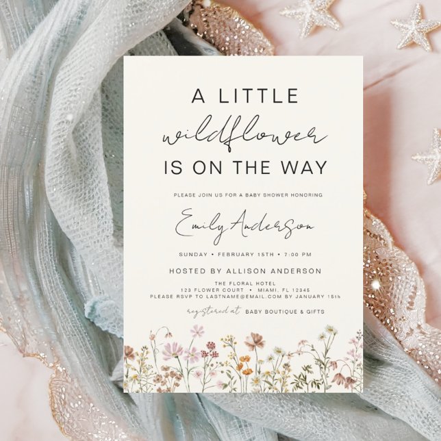 Terracotta A Little Wildflower Baby Shower Invitation (Creator Uploaded)