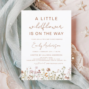 Terracotta A Little Wildflower Baby Shower Invitation