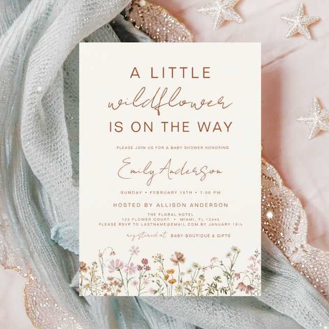 Terracotta A Little Wildflower Baby Shower Invitation (Creator Uploaded)
