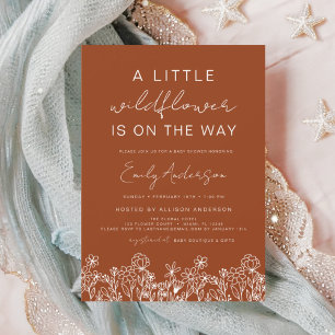 Terracotta A Little Wildflower Baby Shower Invitation