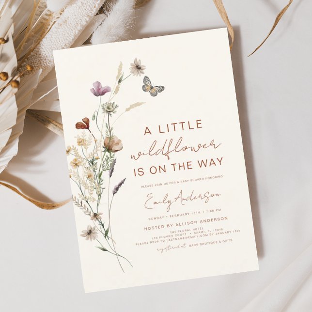 Terracotta A Little Wildflower Baby Shower Invitation (Creator Uploaded)