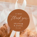 Terracotta A Sweet Thank You Wedding Favour  Classic Round Sticker<br><div class="desc">Terracotta A Sweet Thank You Wedding Favour Stickers</div>